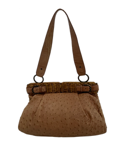 Bolso Al Hombro, Avestruz/Mimbre, Rosa, EZ-21-A880,4*